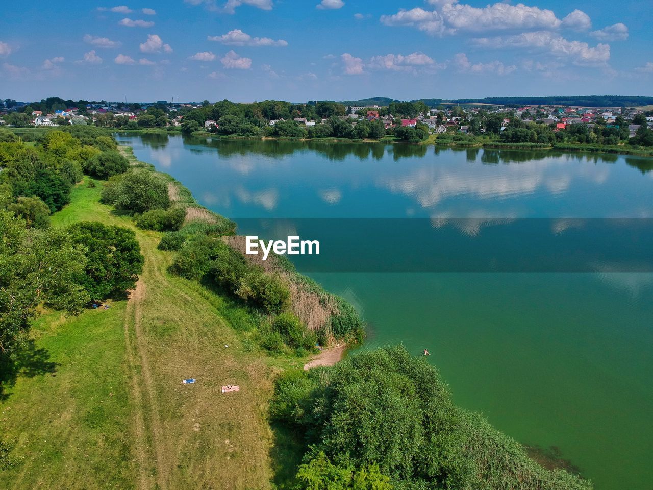 Scenic view of lake against sky