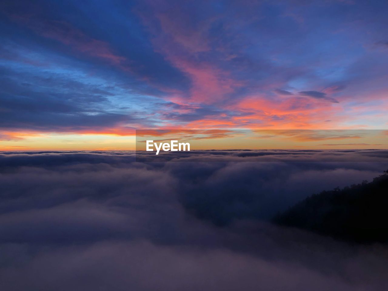 Scenic view of dramatic sky during sunset