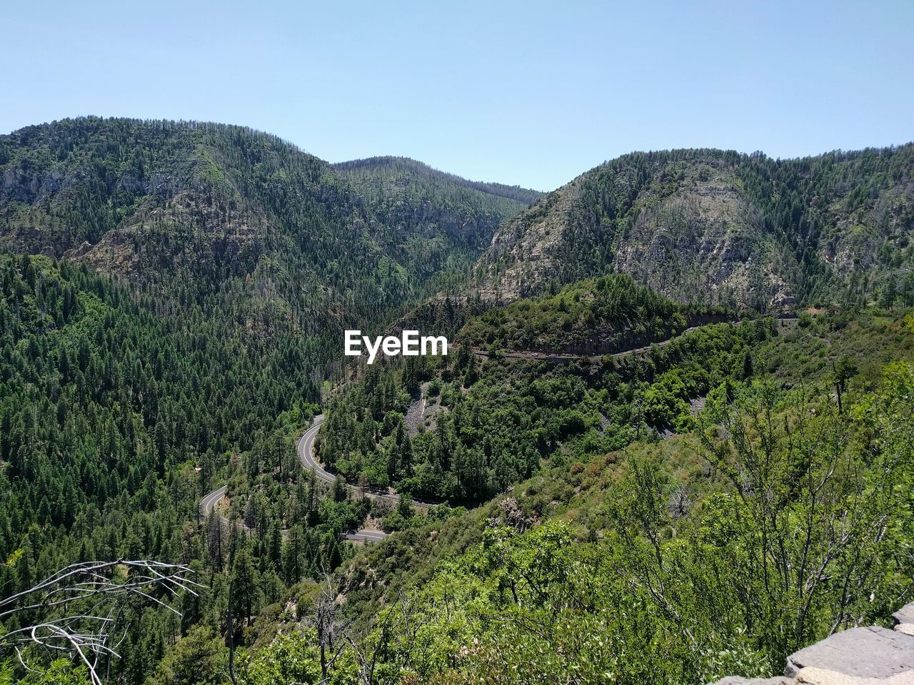 Scenic view of mountains against clear sky