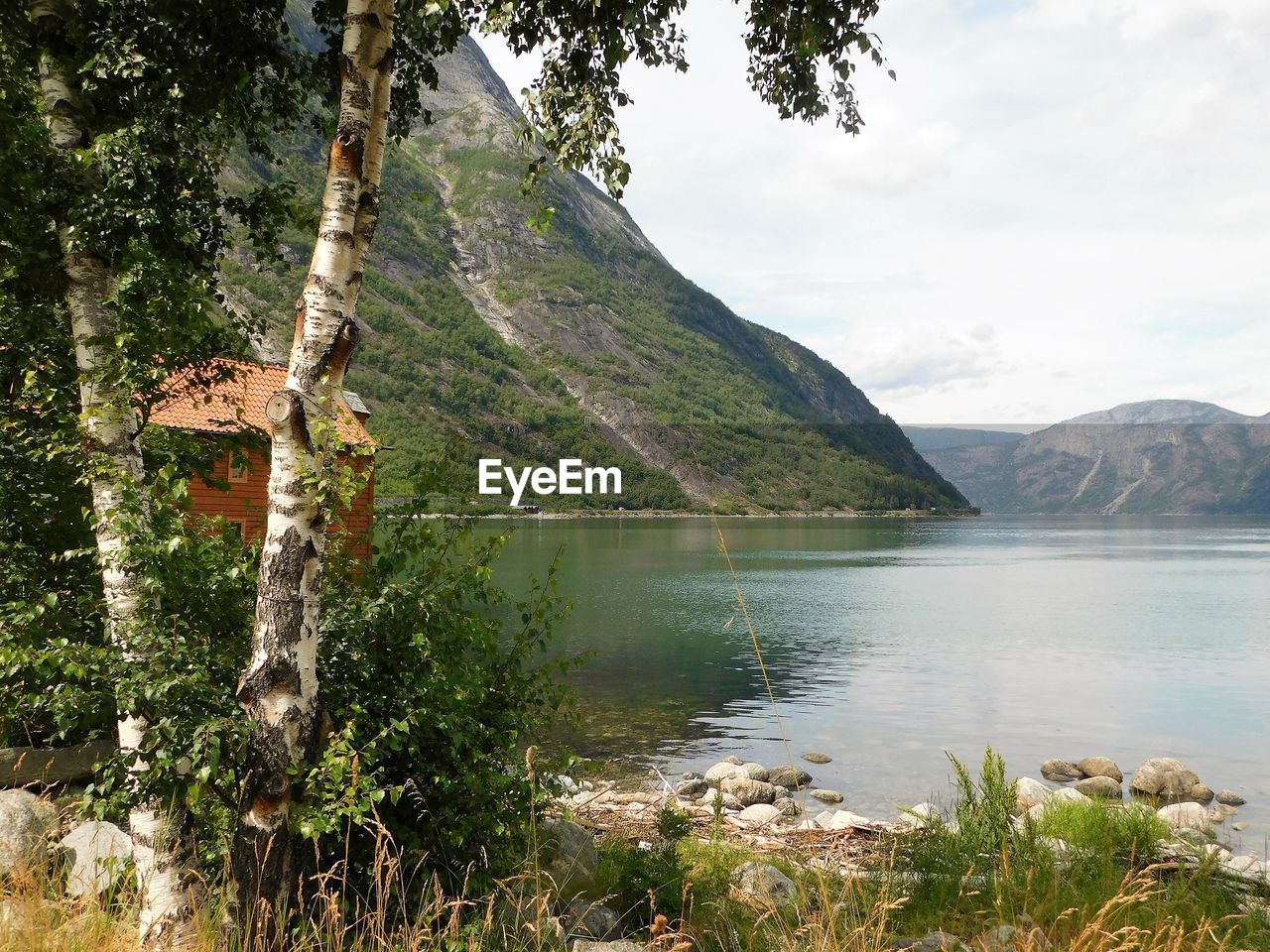 Scenic view of lake against sky