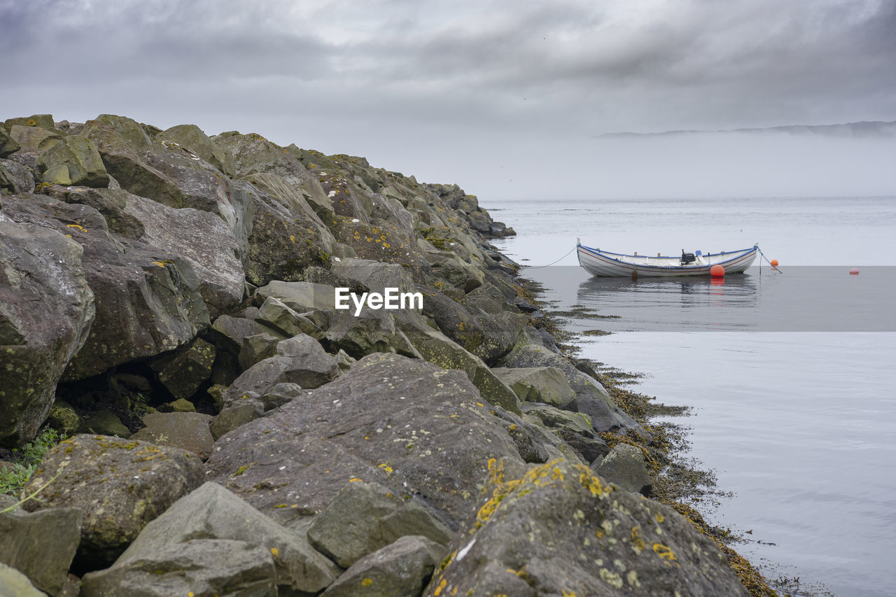 SCENIC VIEW OF ROCKS IN SEA AGAINST SKY