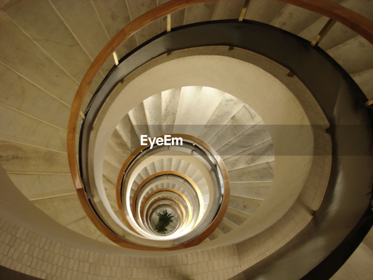 High angle view of spiral staircase