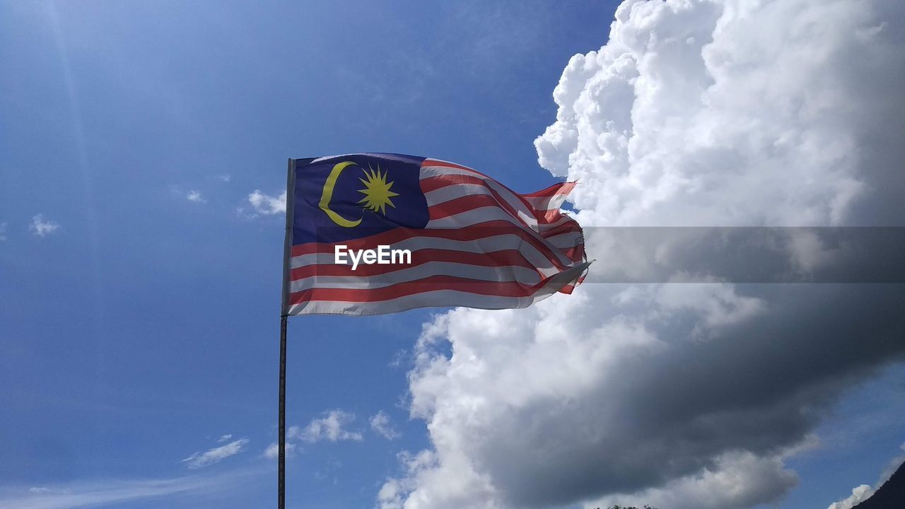 LOW ANGLE VIEW OF FLAG FLAGS AGAINST SKY