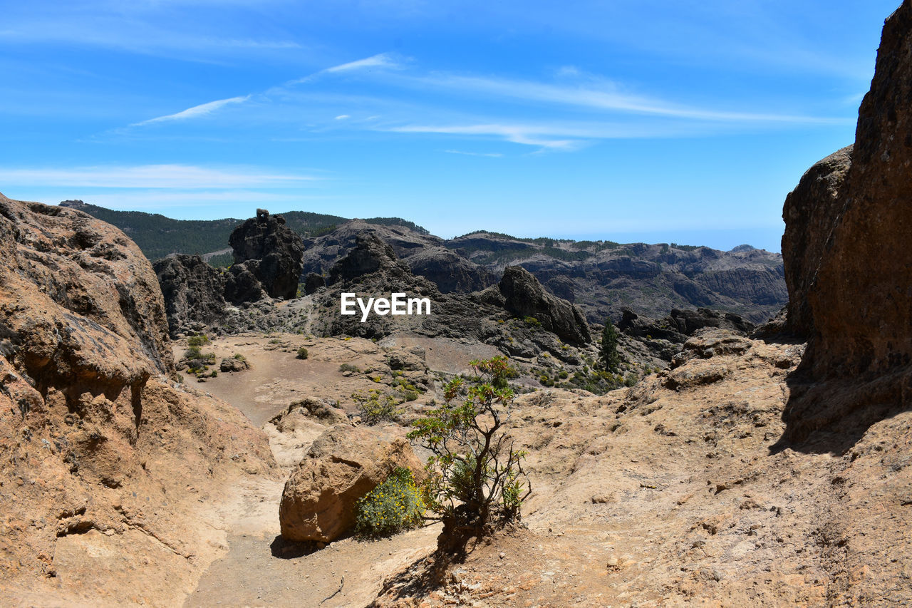 Scenic view of rocky mountains against sky