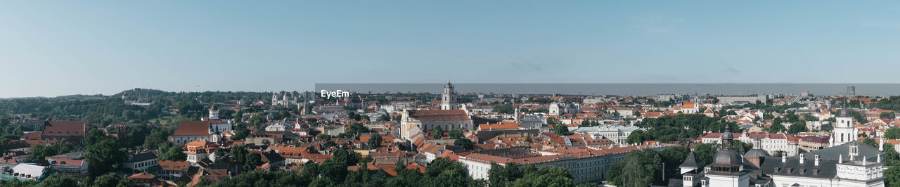 Panoramic view of town against sky