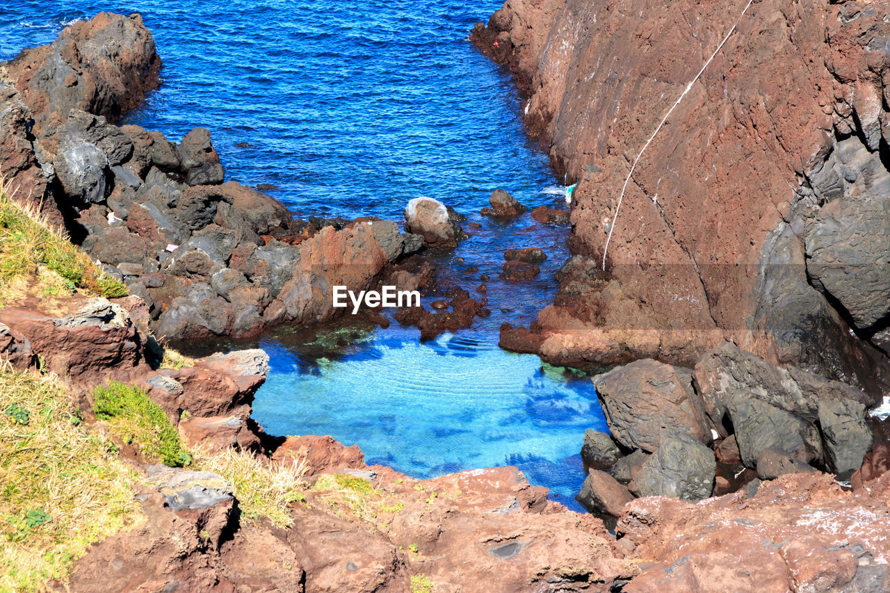 Rock formation in sea