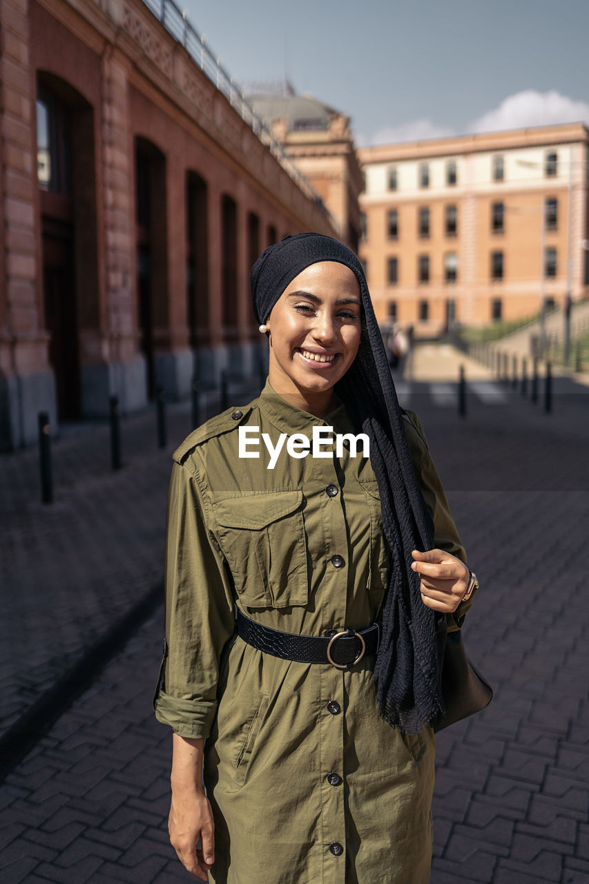 Portrait of modern muslim woman outdoors