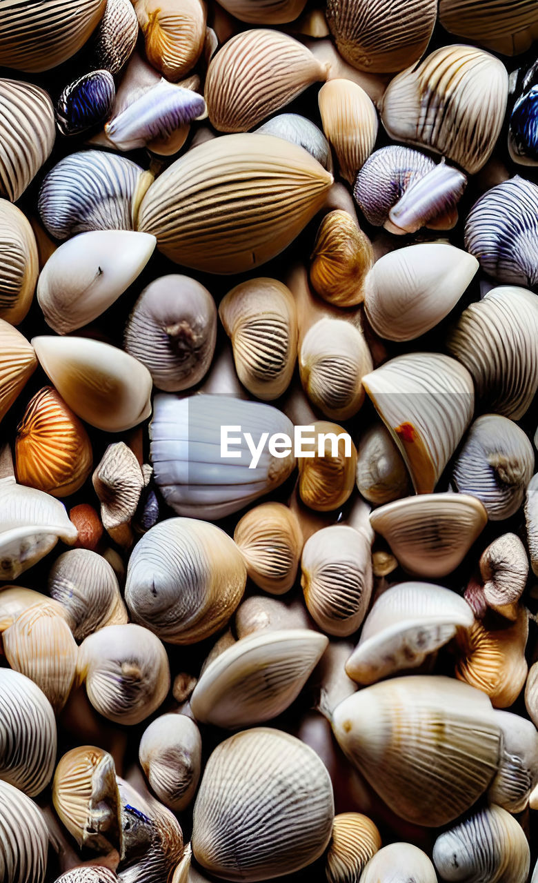 shell, cockle, large group of objects, clam, backgrounds, full frame, abundance, animal shell, no people, seashell, animal wildlife, animal, food, variation, pattern, close-up, still life, animal themes, mollusk, nature, seafood, day, high angle view, beauty in nature, textured, outdoors, sea