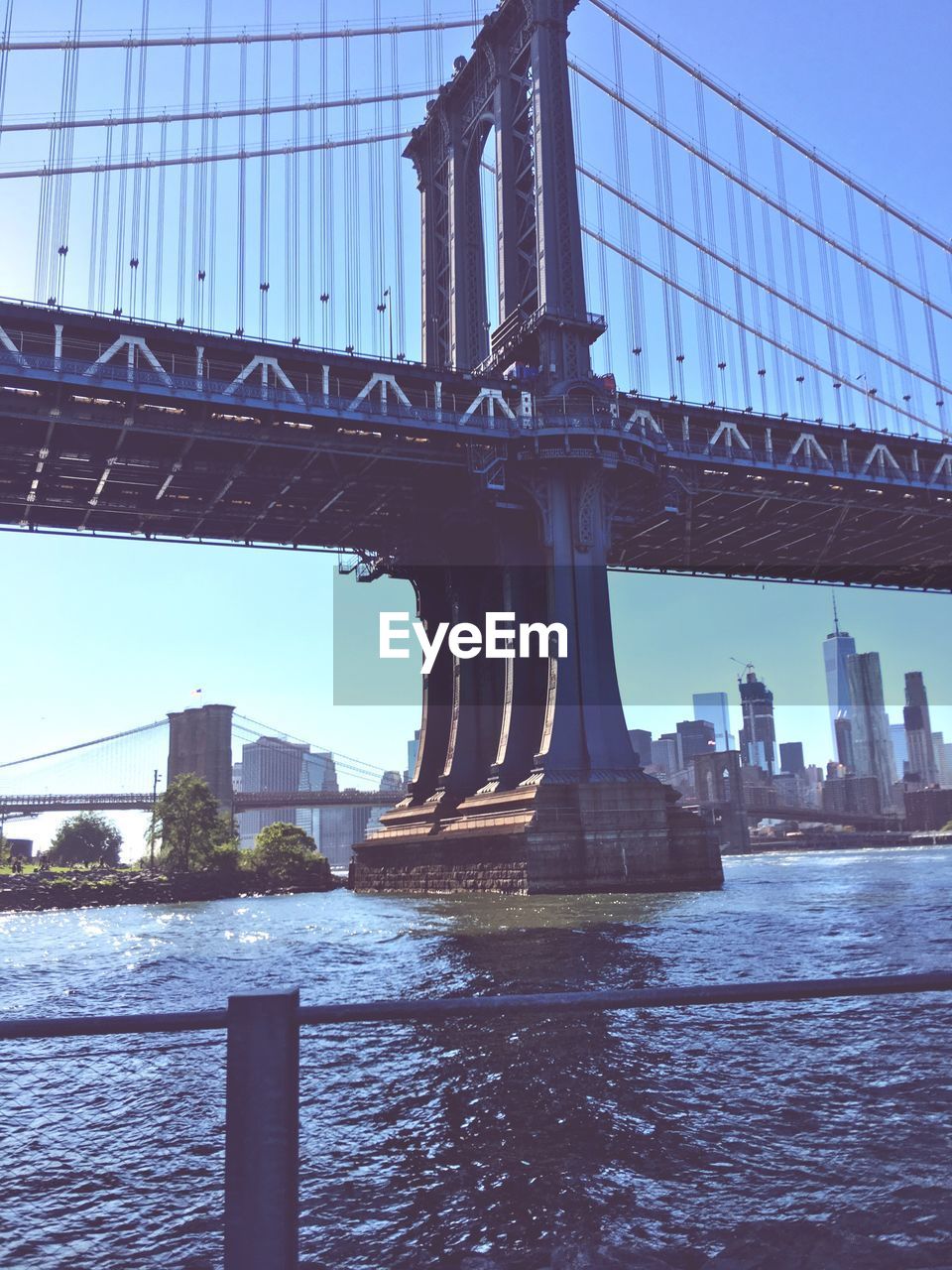 Low angle view of suspension bridge