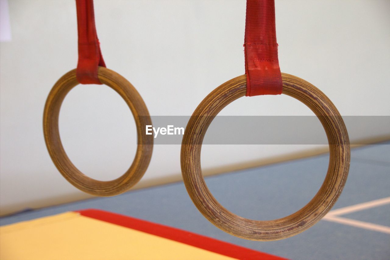 Close-up of gymnastic rings