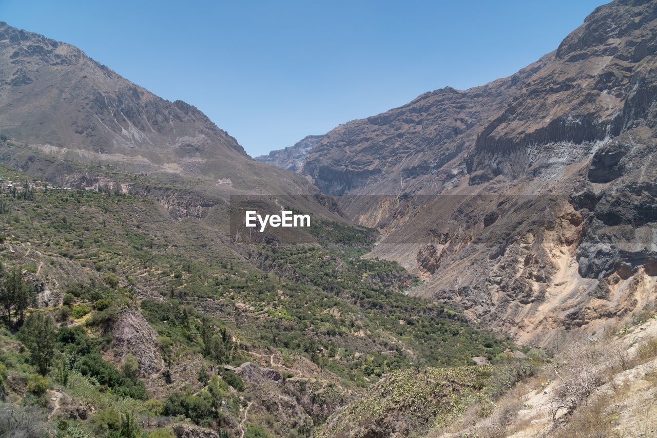 Scenic view of mountains against clear sky