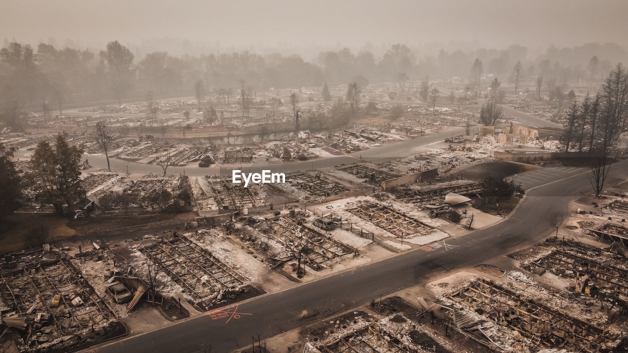 Human caused fire destroys hundreds of mobile homes and many assets.