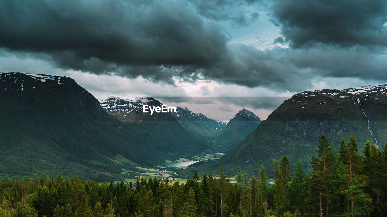 panoramic view of mountains against sky