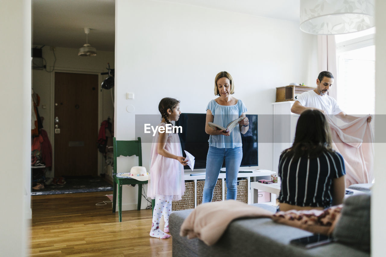 Family in living room