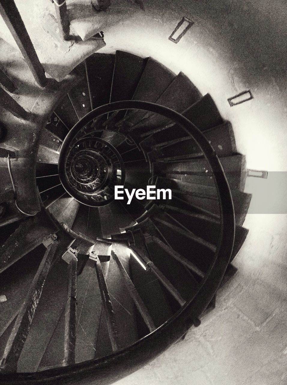 High angle view of spiral stairs