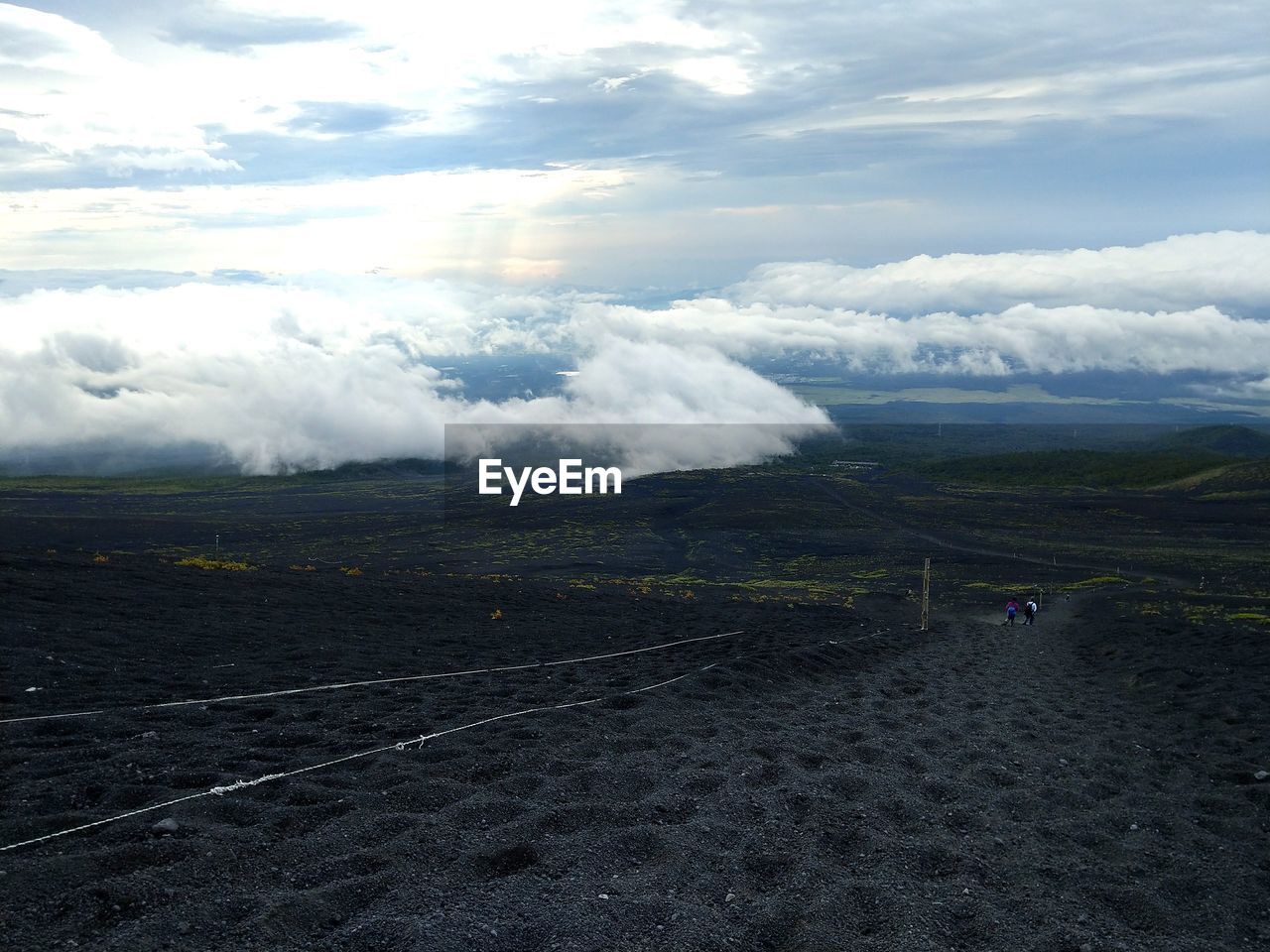 Scenic view of landscape against cloudy sky