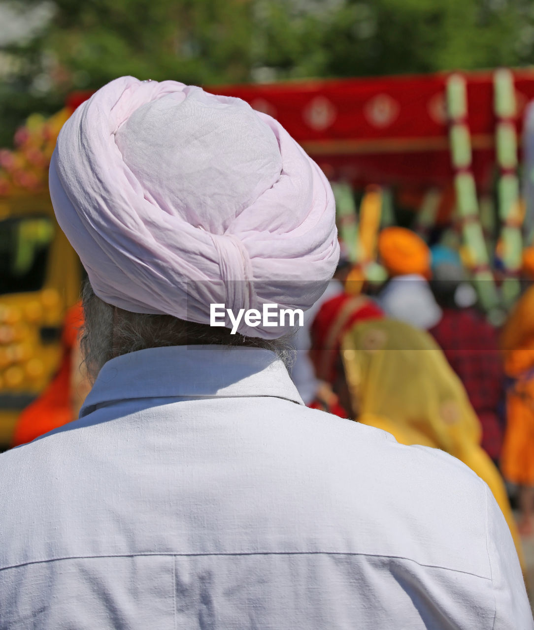 Rear view of man wearing turban
