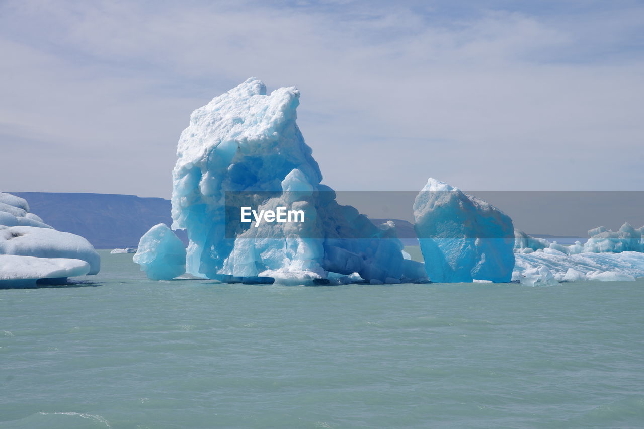 SCENIC VIEW OF FROZEN LAKE AGAINST SKY