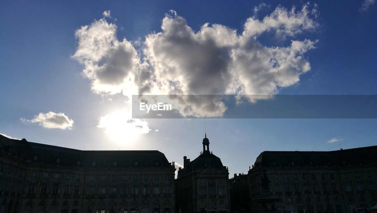 HIGH SECTION OF BUILDING AGAINST BLUE SKY