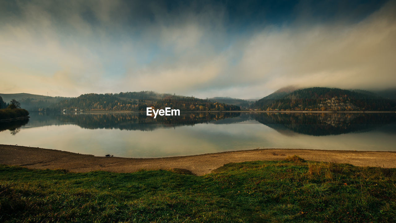 Scenic view of lake against sky