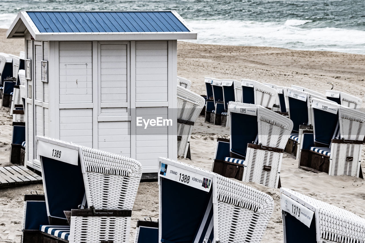 Hooded chairs at beach