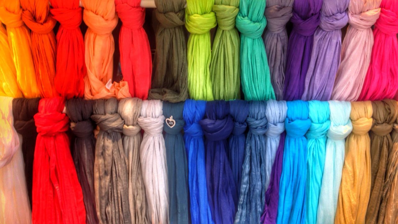 Close-up of colorful scarfs