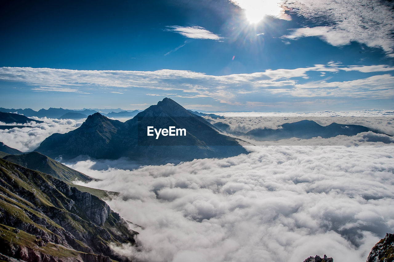 Dawn in the mountains with fog