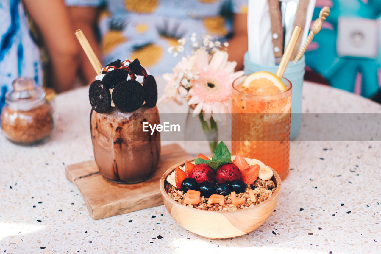 Close-up of dessert on table