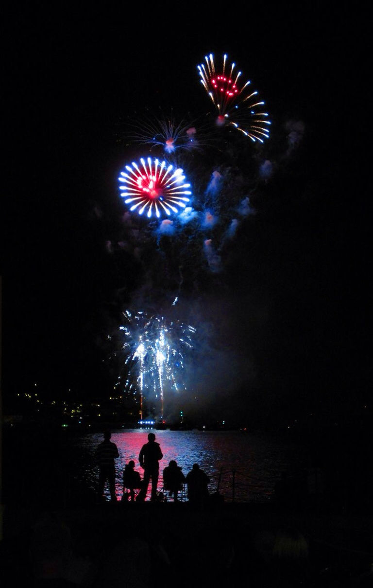 LOW ANGLE VIEW OF FIREWORKS DISPLAY