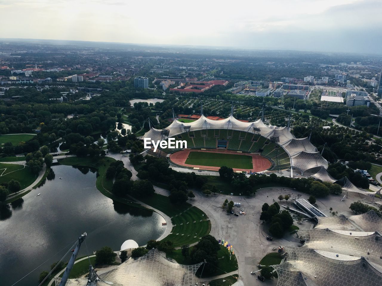 High angle view of buildings in city