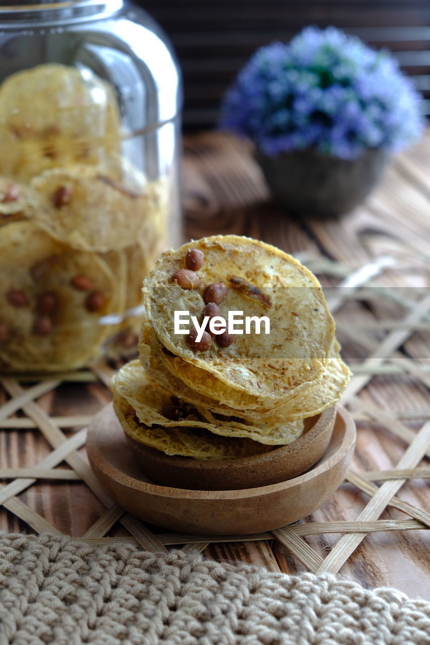 Close-up of food on table