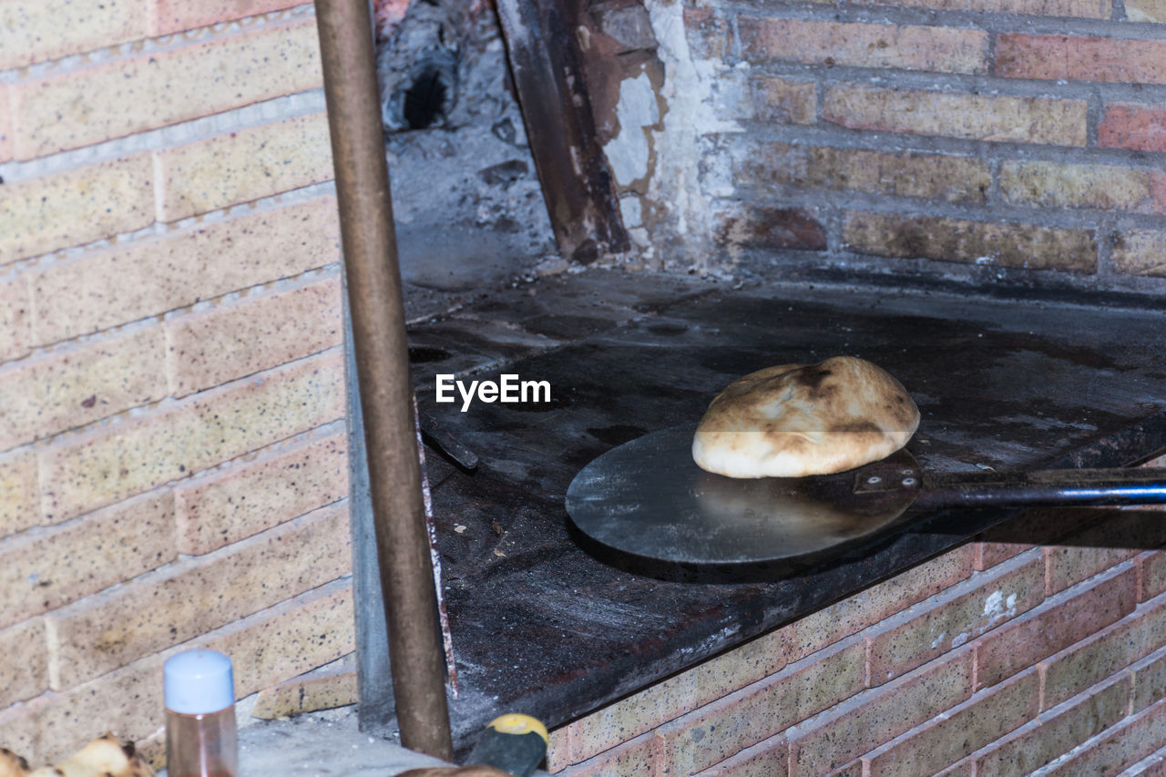 Bread being baked in oven