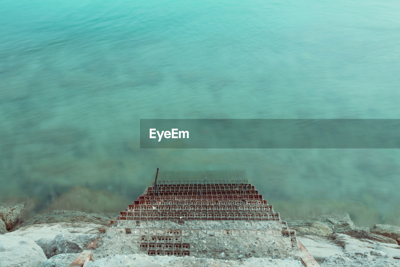 High angle view of water during winter