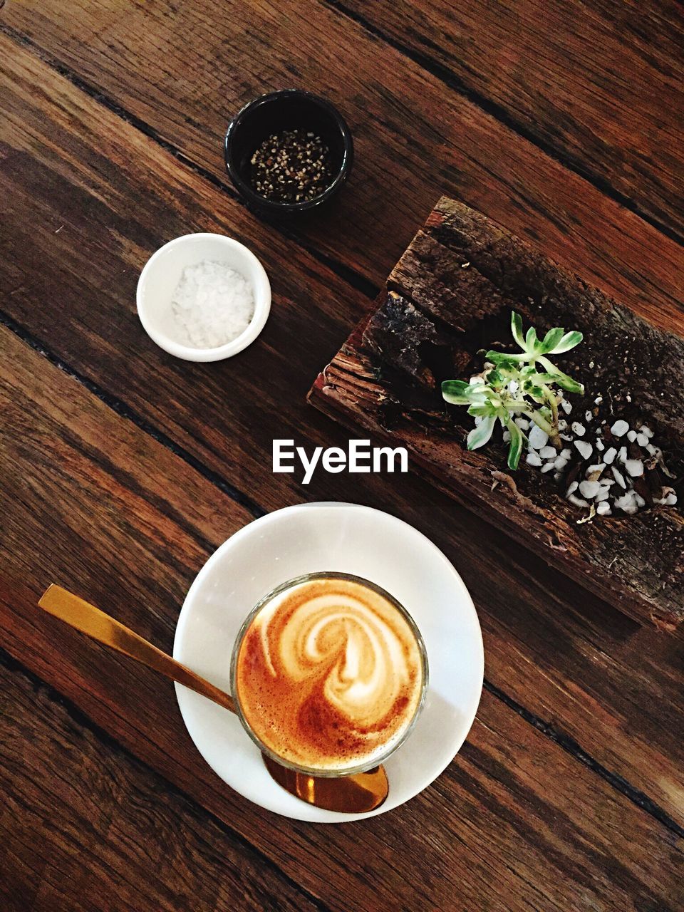 Directly above shot of a cup of cappuccino