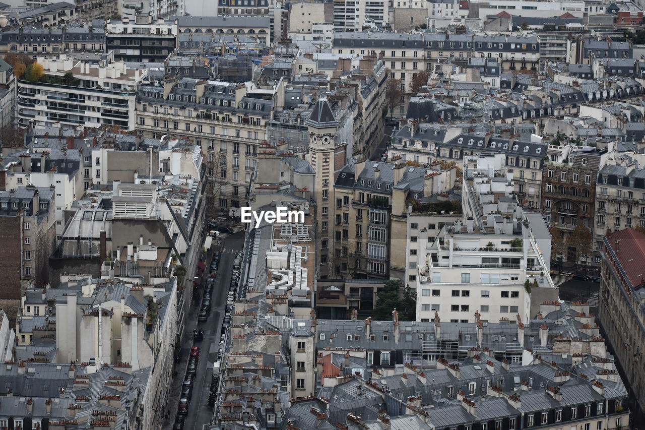 High angle view of buildings in city