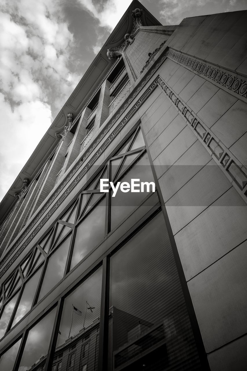 Low angle view of modern building against sky