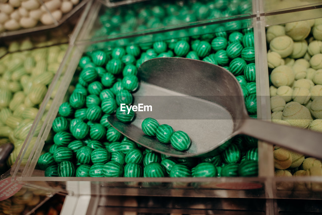 high angle view of pills in container