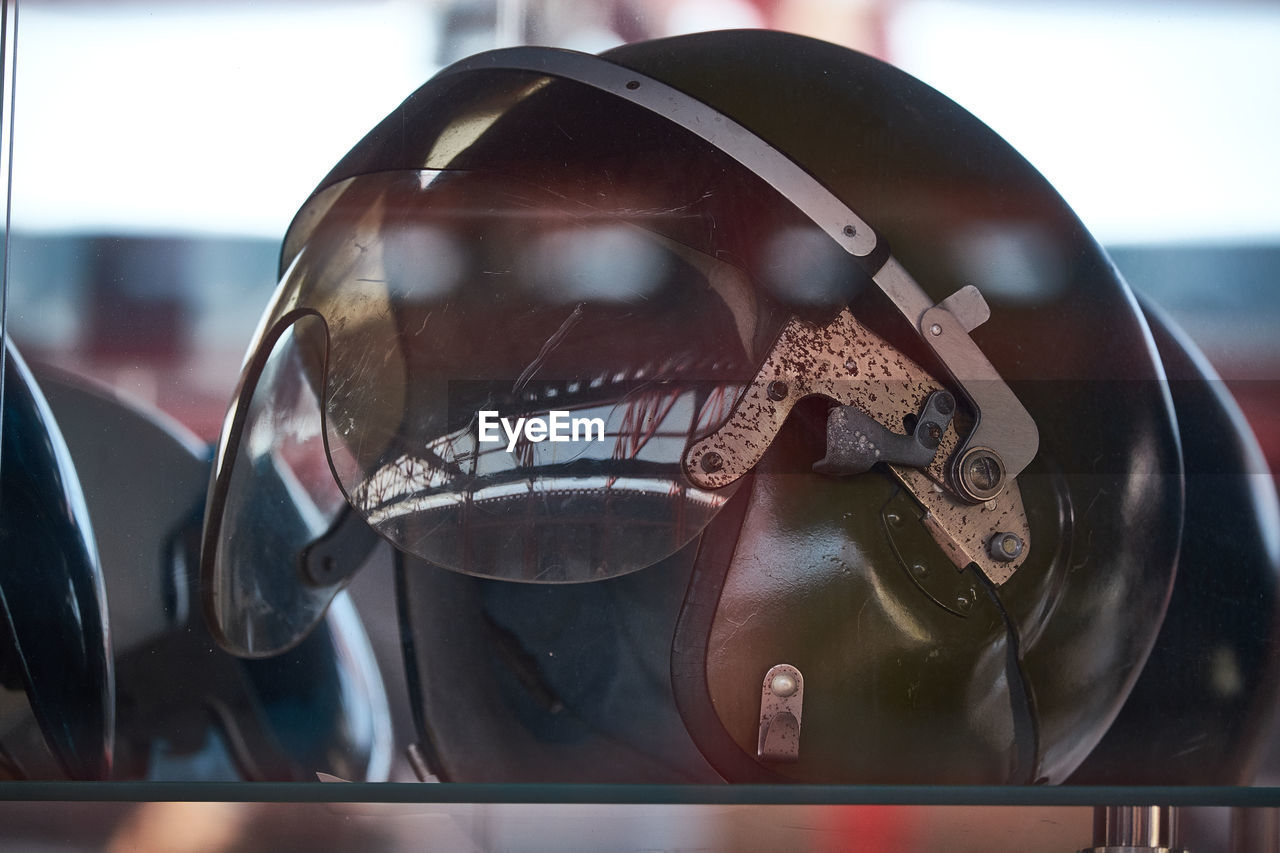 Close-up of military helmet