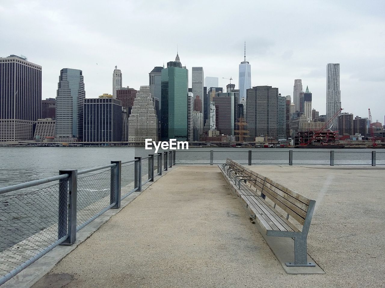 City skyline with river in background