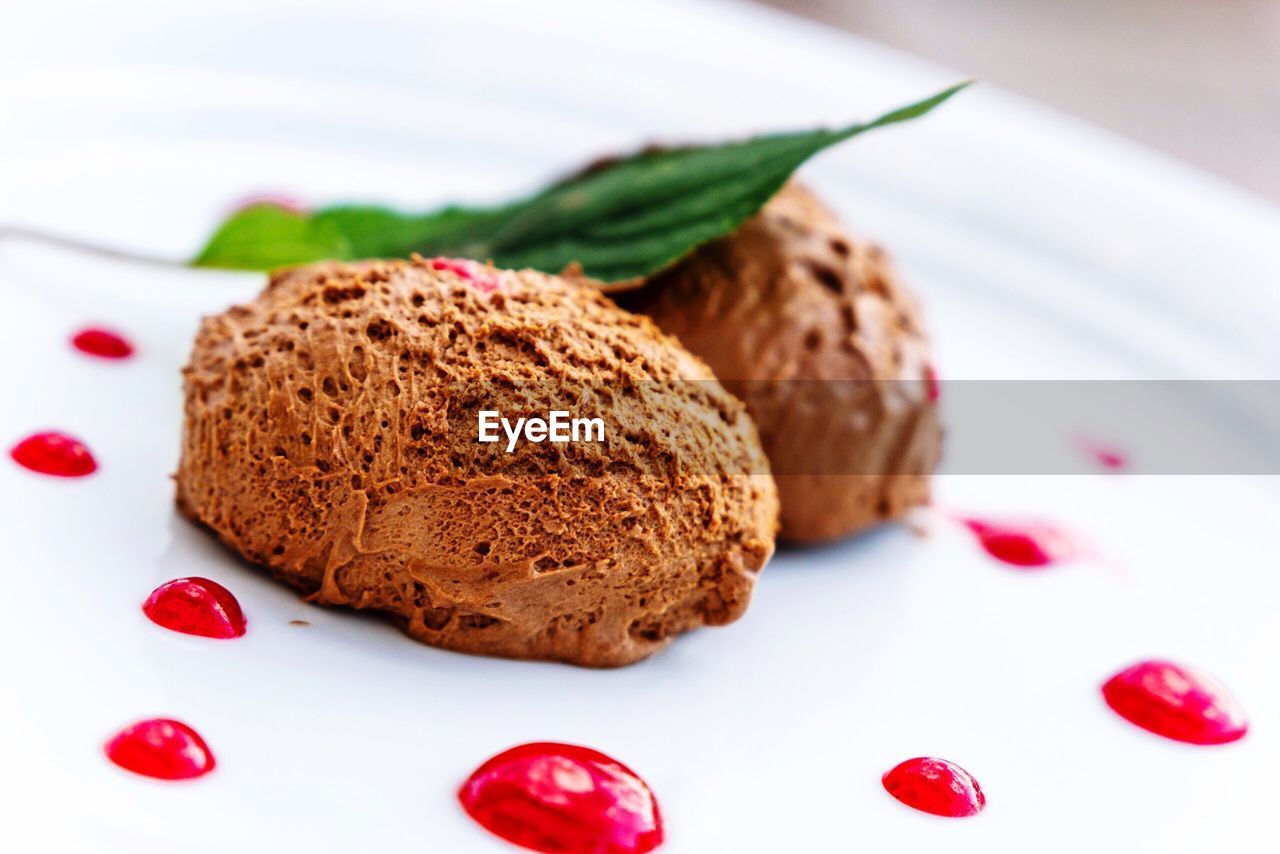 CLOSE-UP OF DESSERT ON TABLE