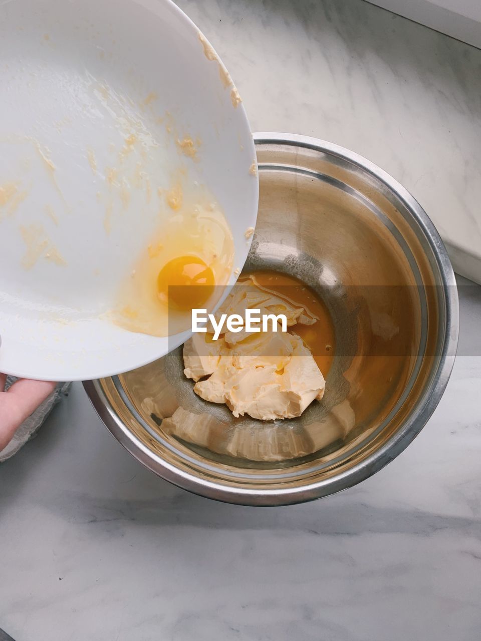 High angle view of food in bowl on table