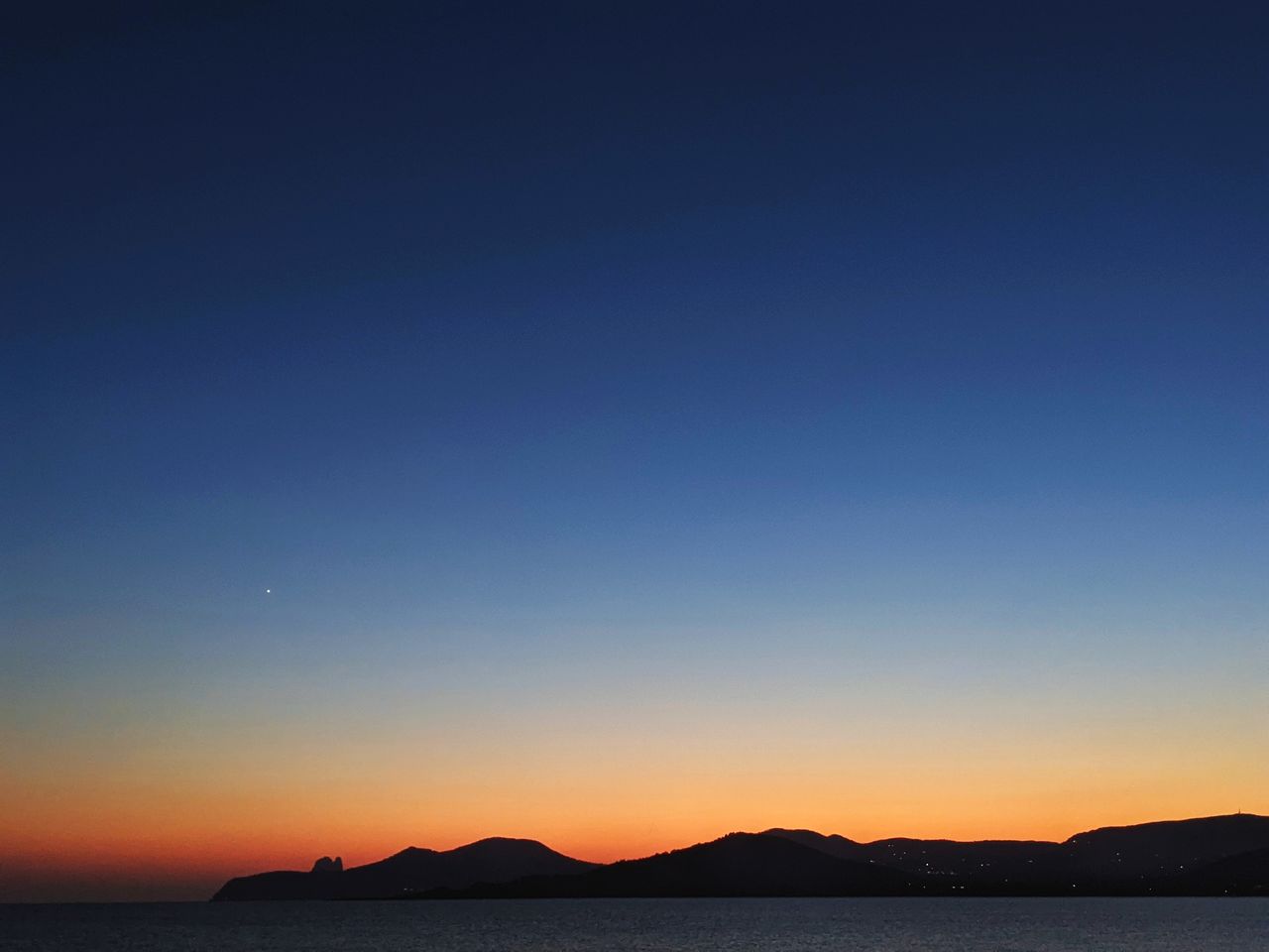 SCENIC VIEW OF SEA AGAINST ORANGE SKY