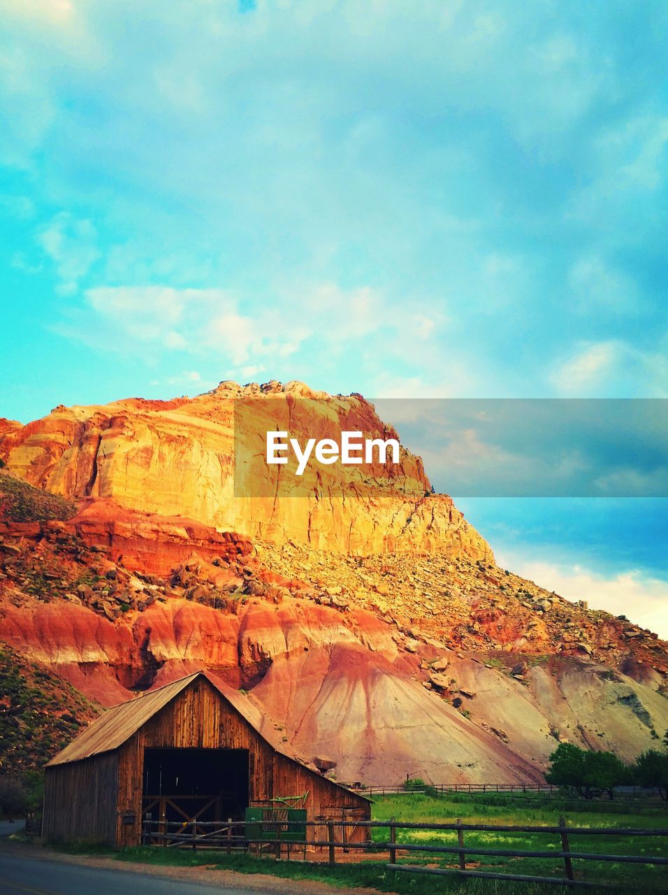 Low angle view of rocky mountains against sky at capitol reef national park