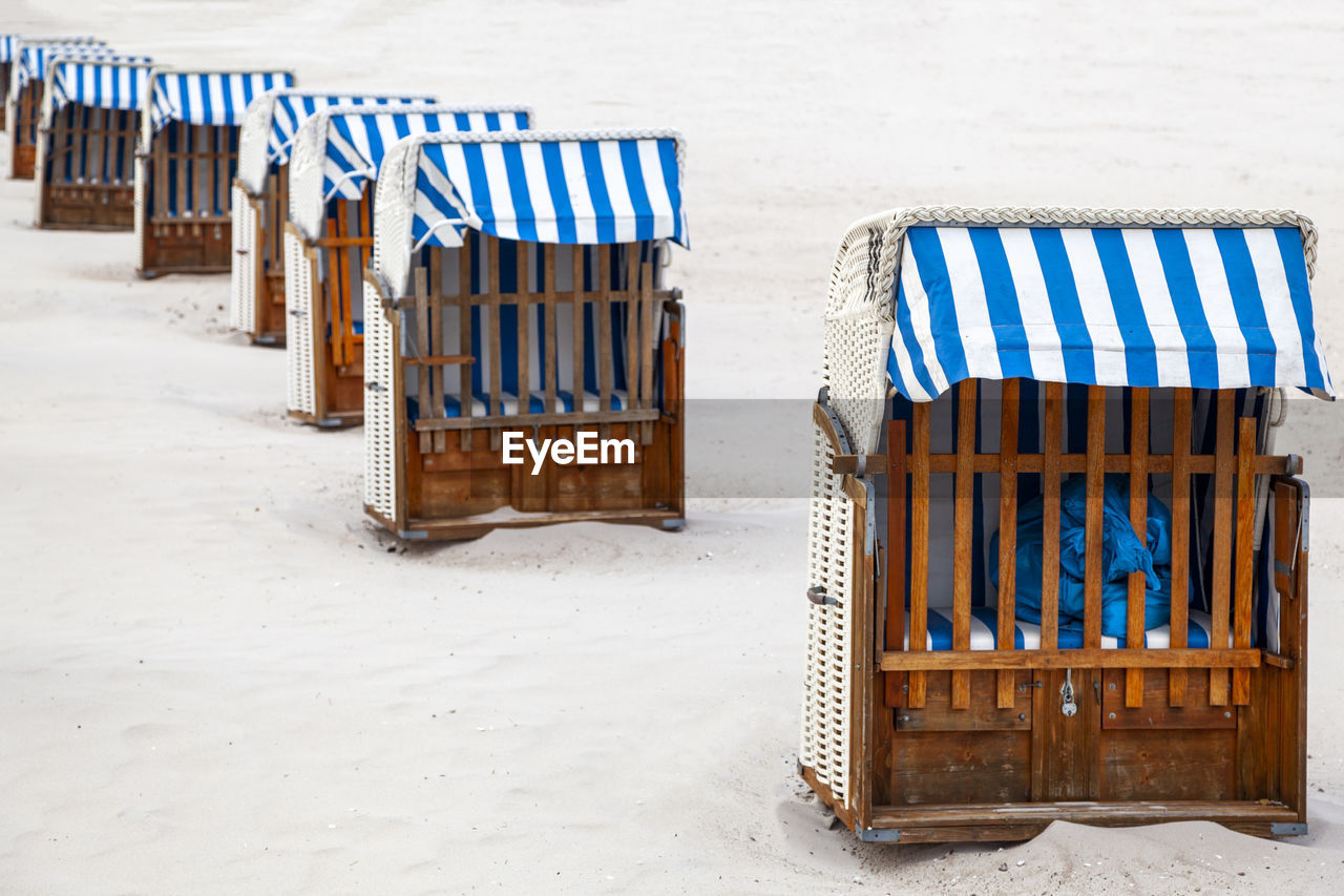 Hooded beach chairs in scharbeutz, germany