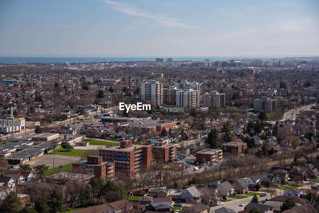 Panoramic view of a city in canada with low rise buildings