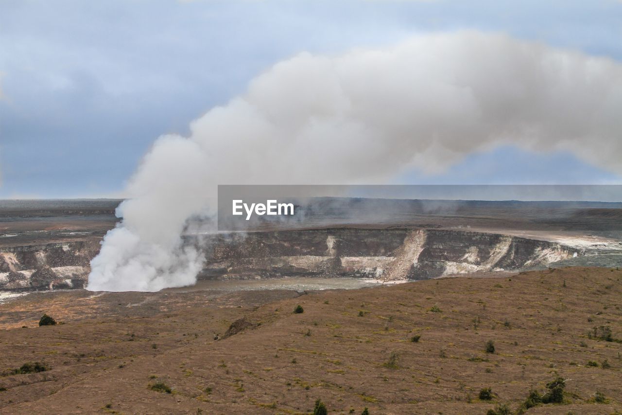 Steam emitting from crater at hawaii volcanoes national park