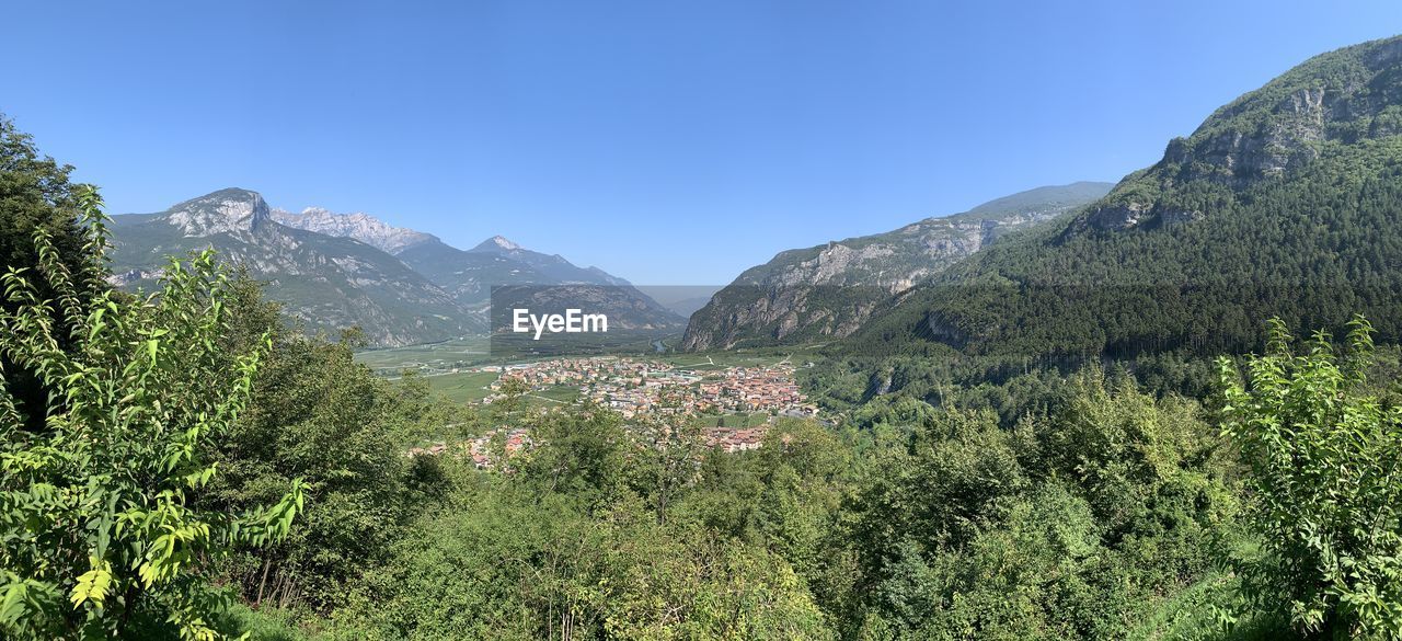 Scenic view of mountains against clear sky