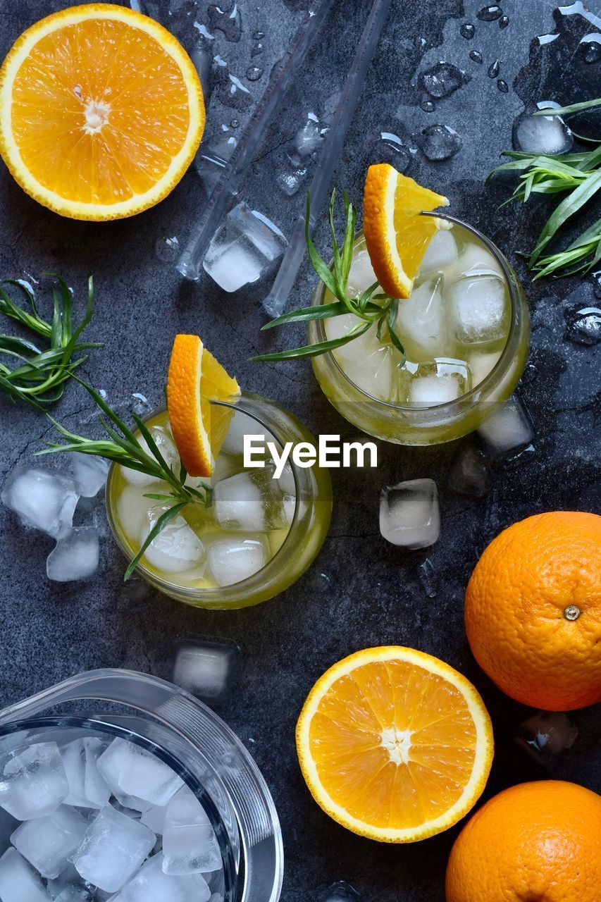 Directly above shot of fruits in glass