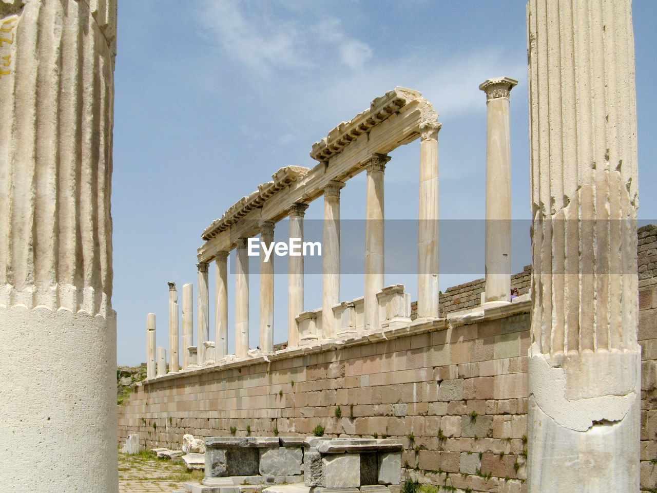 Columns in greek ruins of pergamon