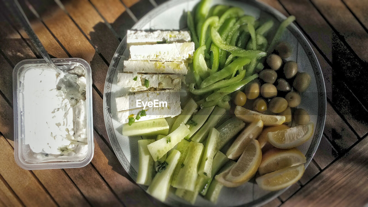 Close-up of vegetables in plate on table